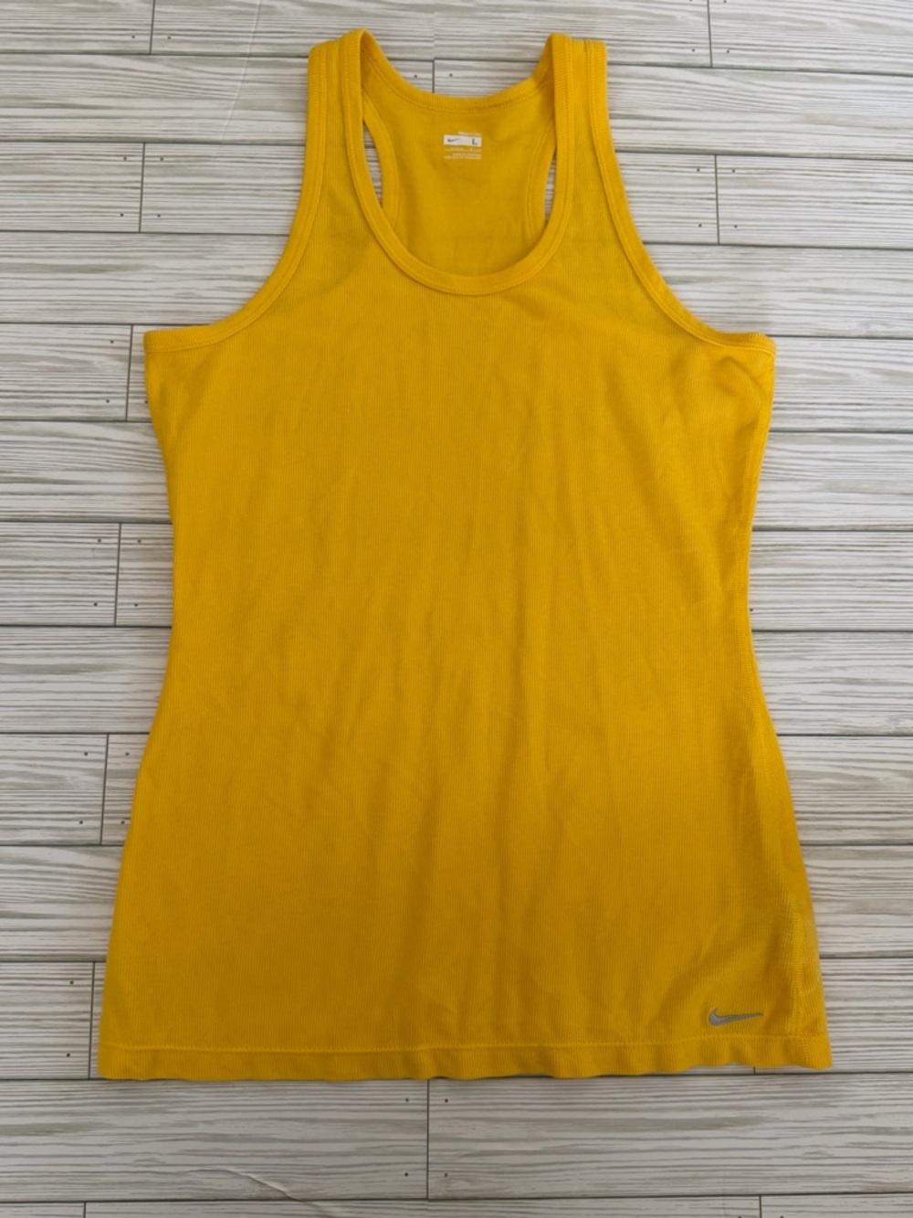 Nike | FitDri Yellow Ribbed Racerback Tank - Size Large